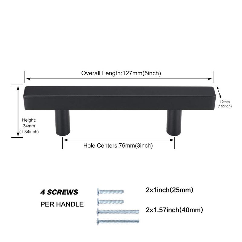 Peaha Black Cabinet Pulls 3 Inch Drawer Pulls 5 Pack PHJ22BK Bar Pulls for Cabinets Kitchen Hardware Handles - Image 2